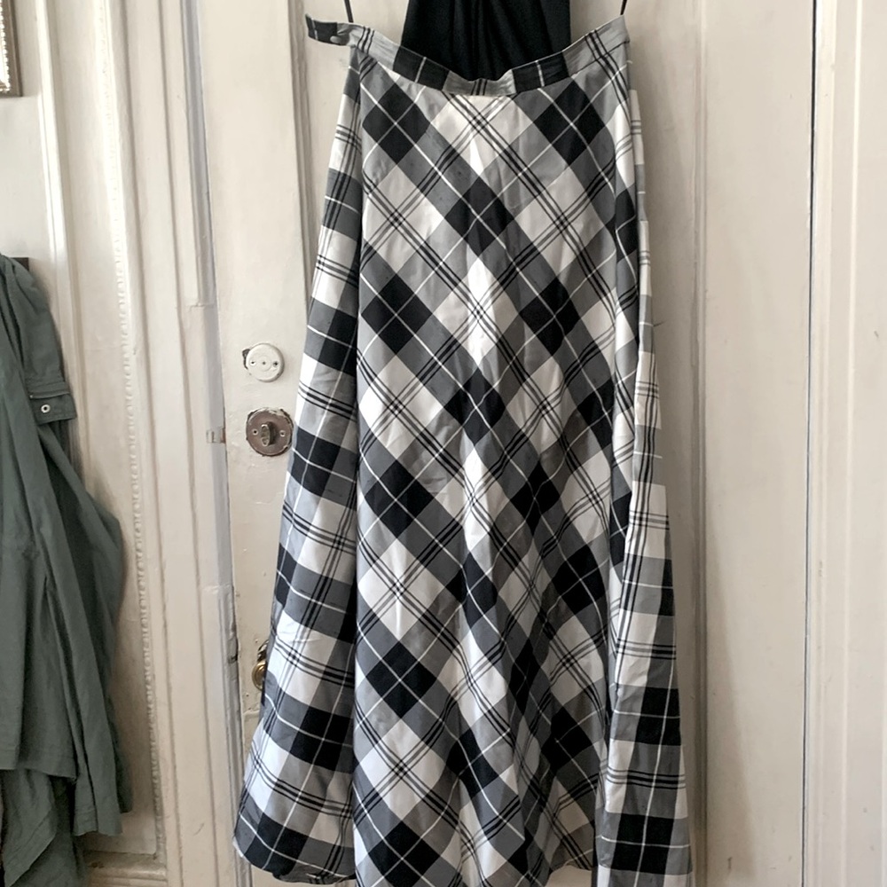 Talbots silk flared skirt, 10, in black/white/grey checkered